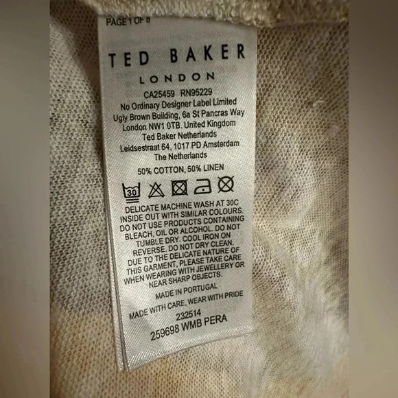 Ted Baker Pera Linen-Blend T-Shirt Women's size 5 - Picture 12 of 13